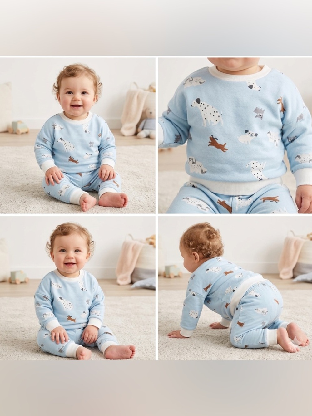 ✨Lila & Jack Light Blue Dog Print Matching Set - Soft Pullover & Pants